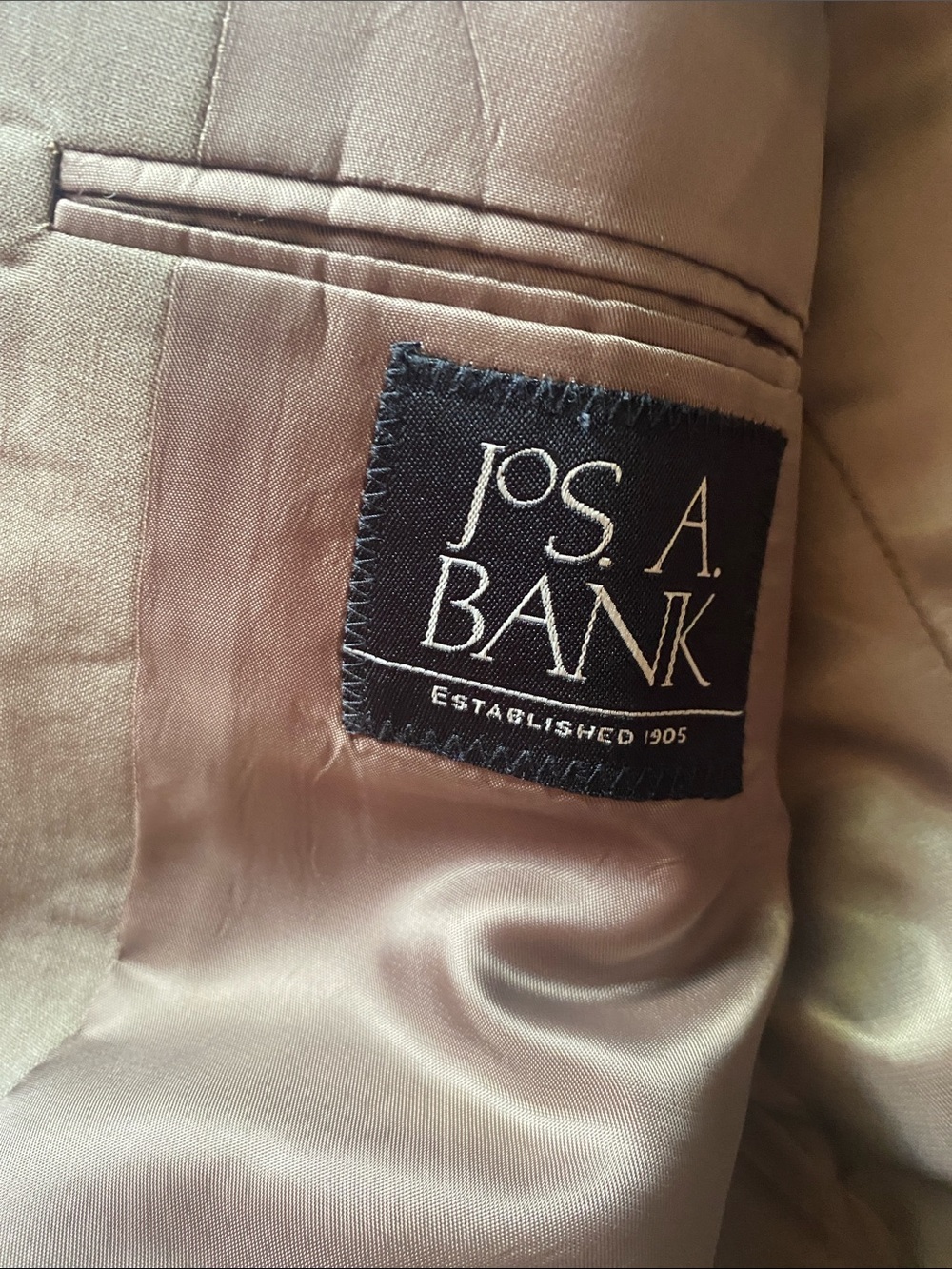 Jos. A. Bank Men's Taupe Suit. Jacket is 52L and pants are 48L. Good condition. - Picture 2 of 7